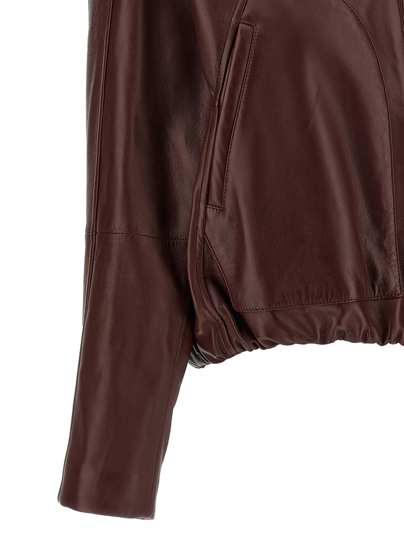Brunello Cucinelli Bordeaux Calfskin Leather Jacket