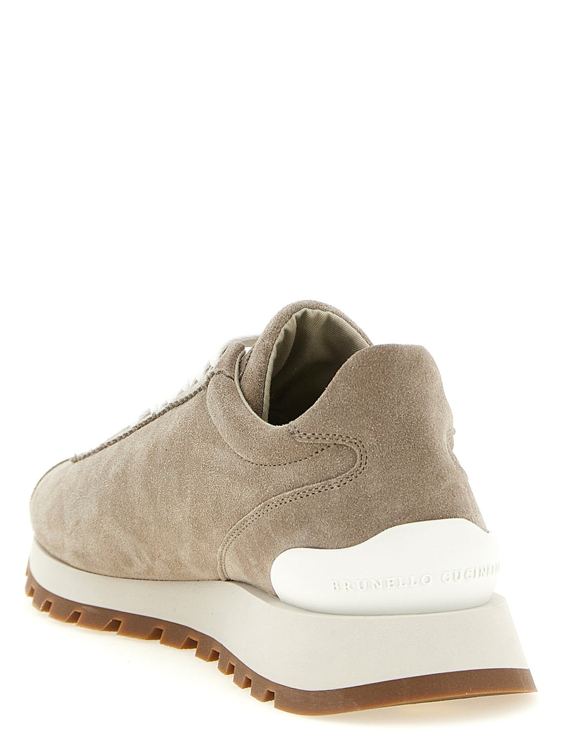 Brunello Cucinelli Beige Calfskin Athletic Sneakers