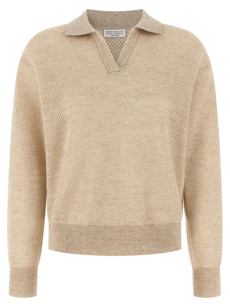 Brunello Cucinelli Gold Wool Polo Shirt