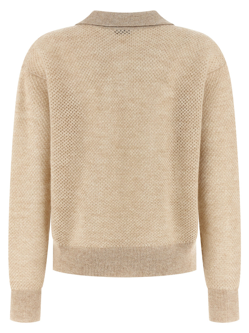 Brunello Cucinelli Gold Wool Polo Shirt