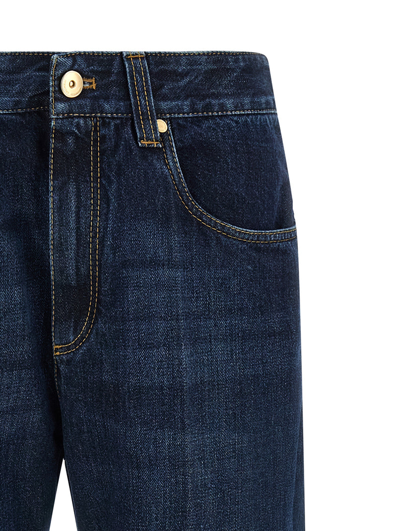 Brunello Cucinelli Blue Cotton Cropped Jeans