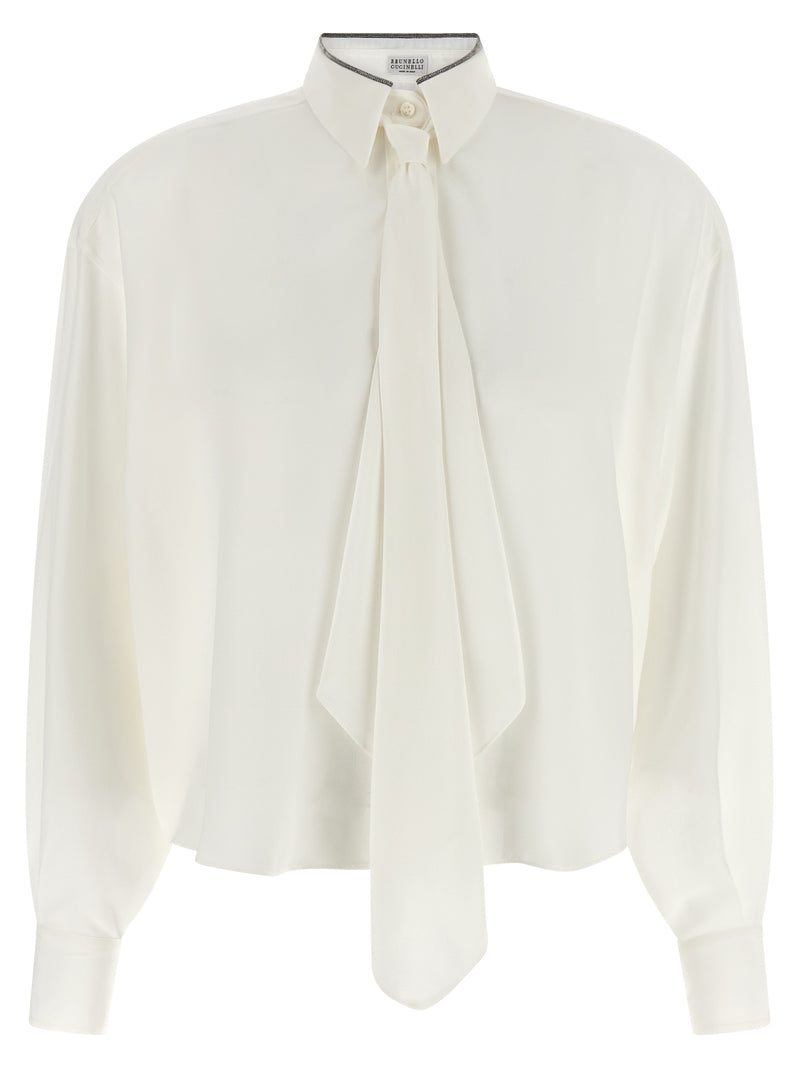 Brunello Cucinelli White Silk Blouse
