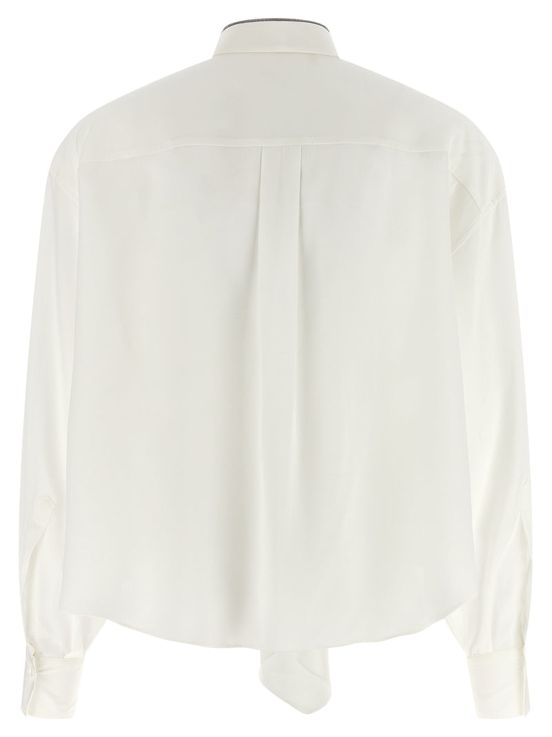 Brunello Cucinelli White Silk Blouse