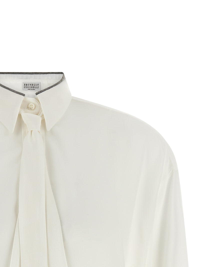 Brunello Cucinelli White Silk Blouse