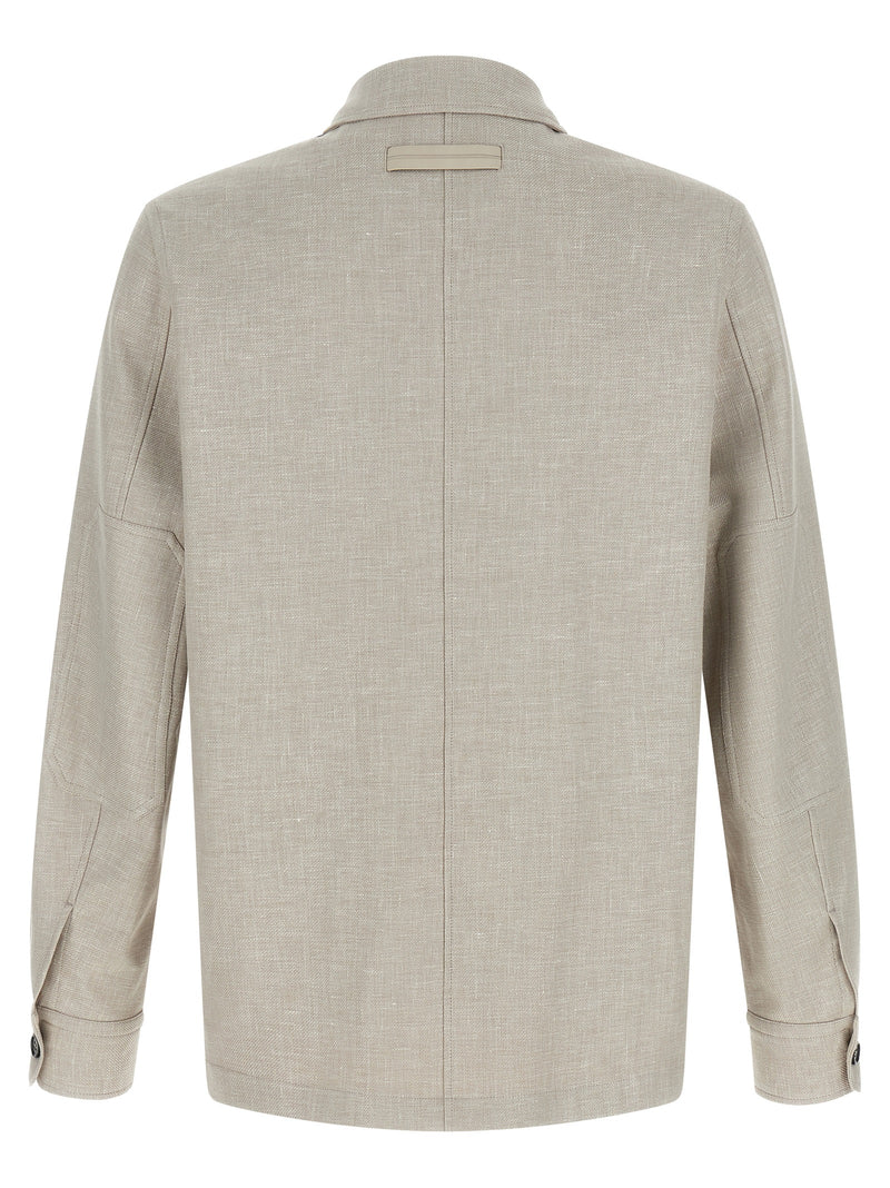 ZEGNA Gray Linen Blouse