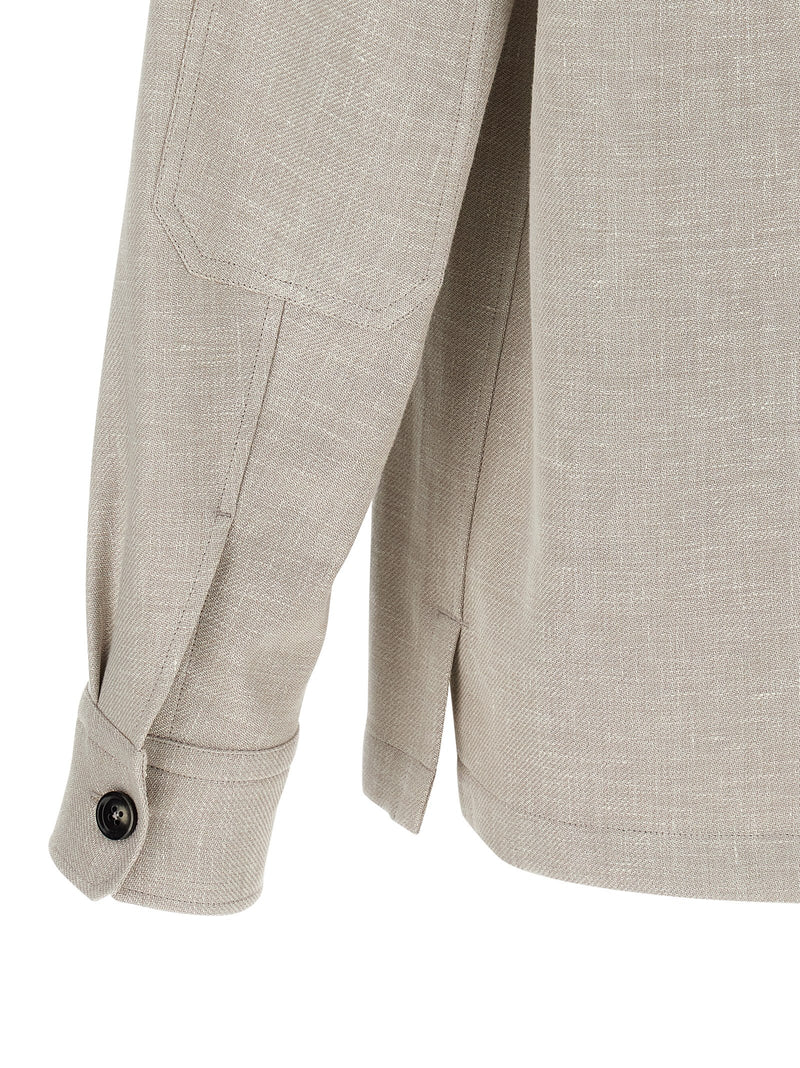 ZEGNA Gray Linen Blouse