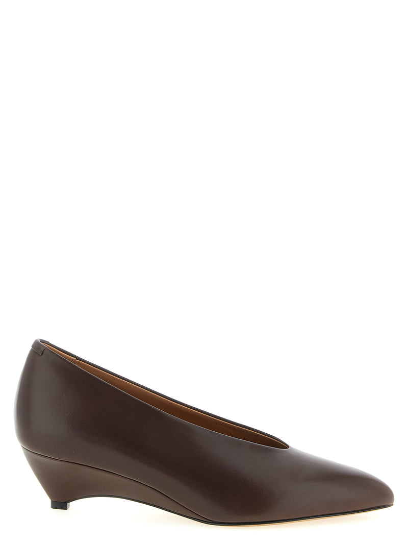 Jil Sander Brown Calfskin Mid Heel Pumps
