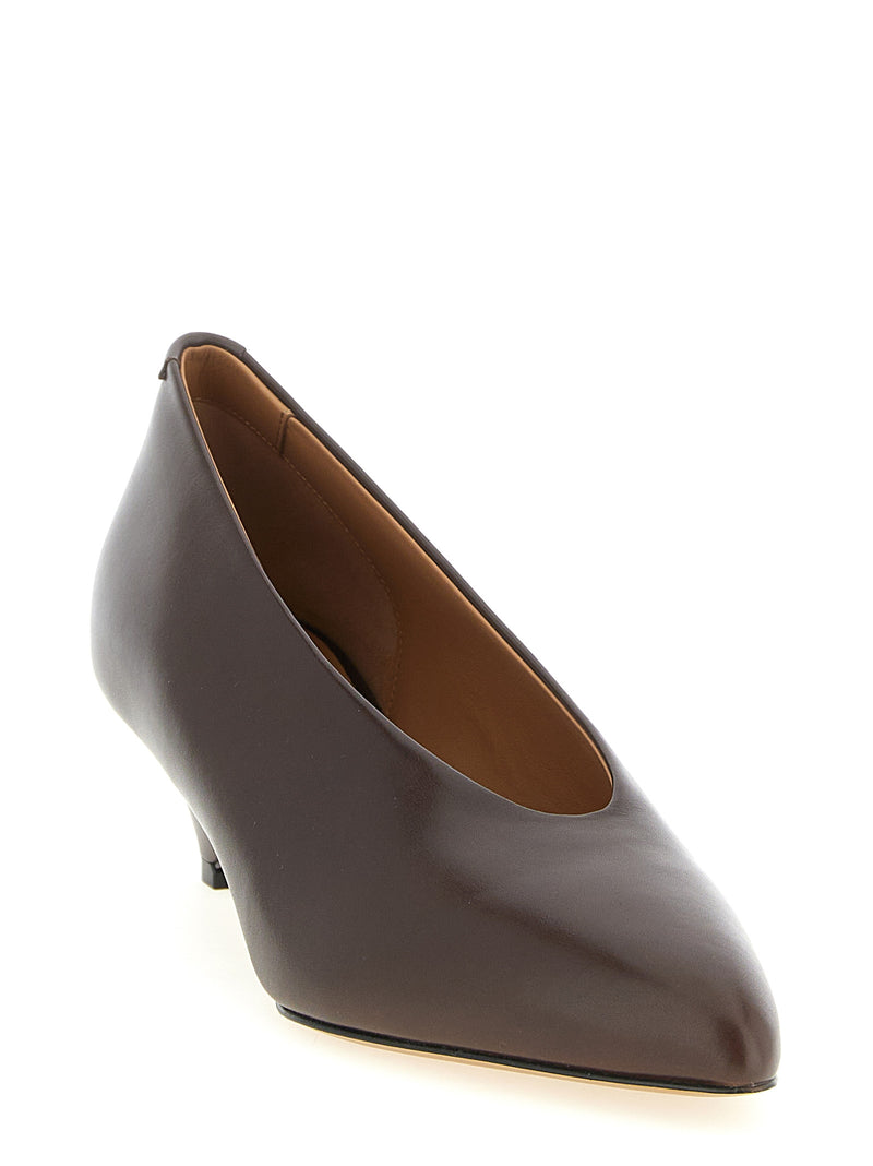 Jil Sander Brown Calfskin Mid Heel Pumps