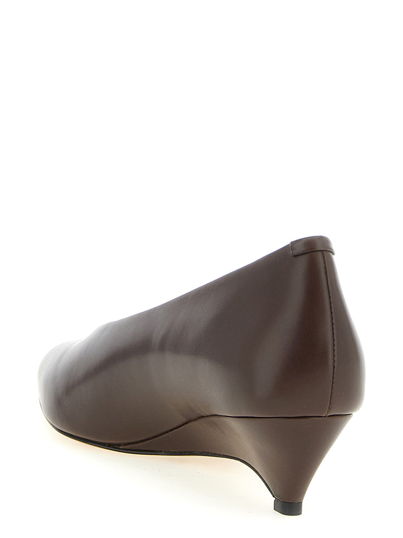 Jil Sander Brown Calfskin Mid Heel Pumps