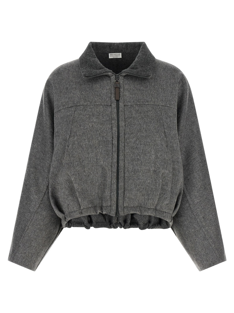 Brunello Cucinelli Gray Virgin Wool Full-Length Jacket