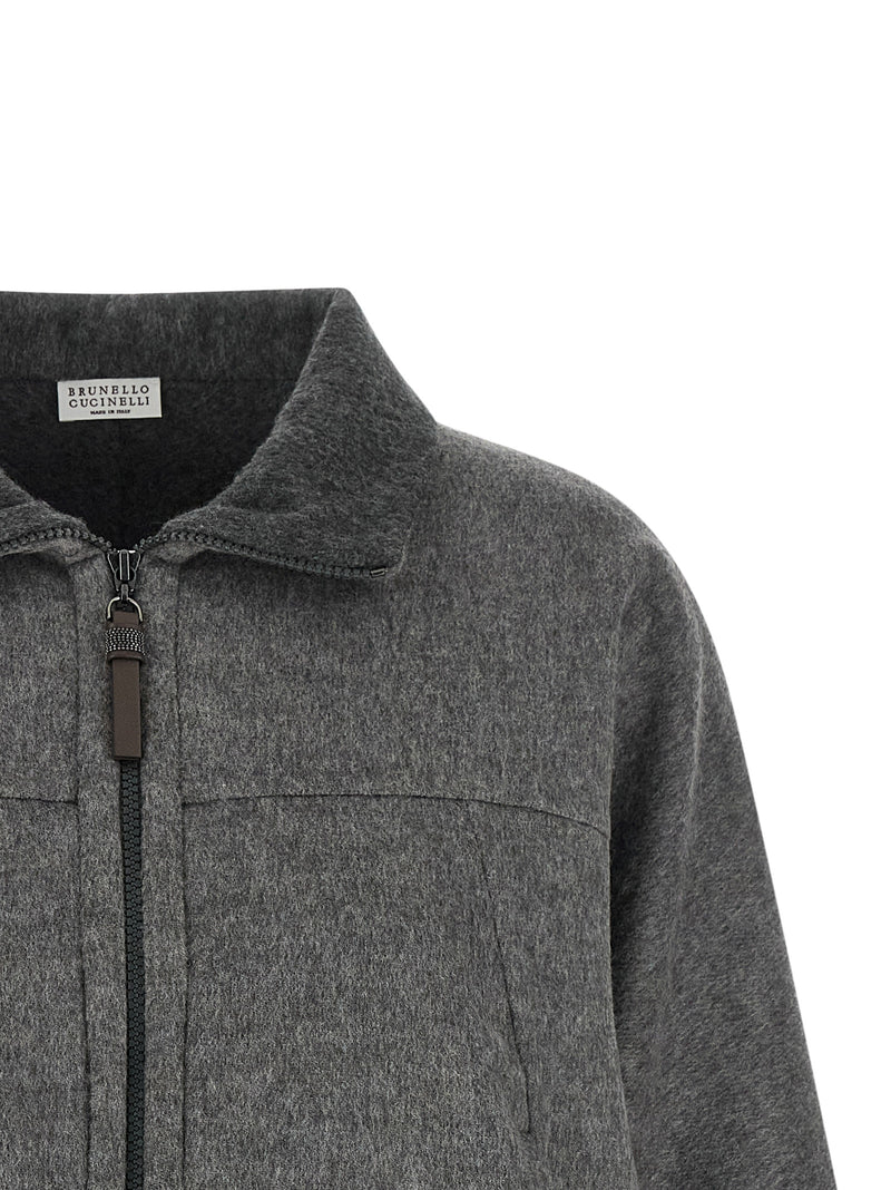 Brunello Cucinelli Gray Virgin Wool Full-Length Jacket