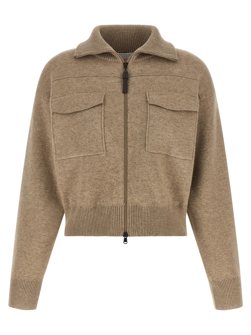 Brunello Cucinelli Beige Cashmere Cardigan