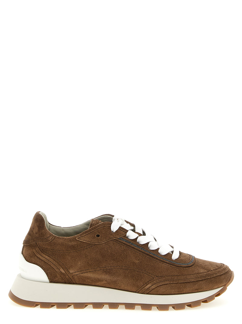 Brunello Cucinelli Brown Calfskin Low Top Sneakers