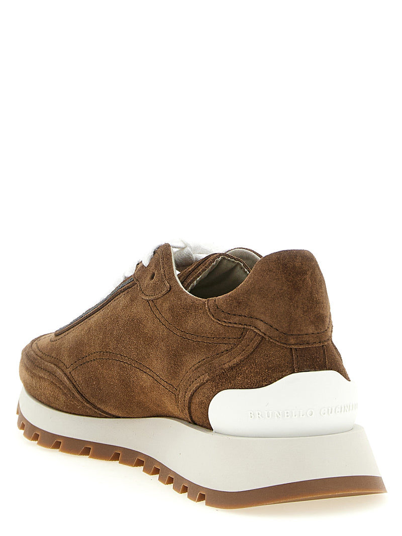 Brunello Cucinelli Brown Calfskin Low Top Sneakers