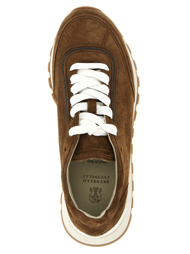 Brunello Cucinelli Brown Calfskin Low Top Sneakers