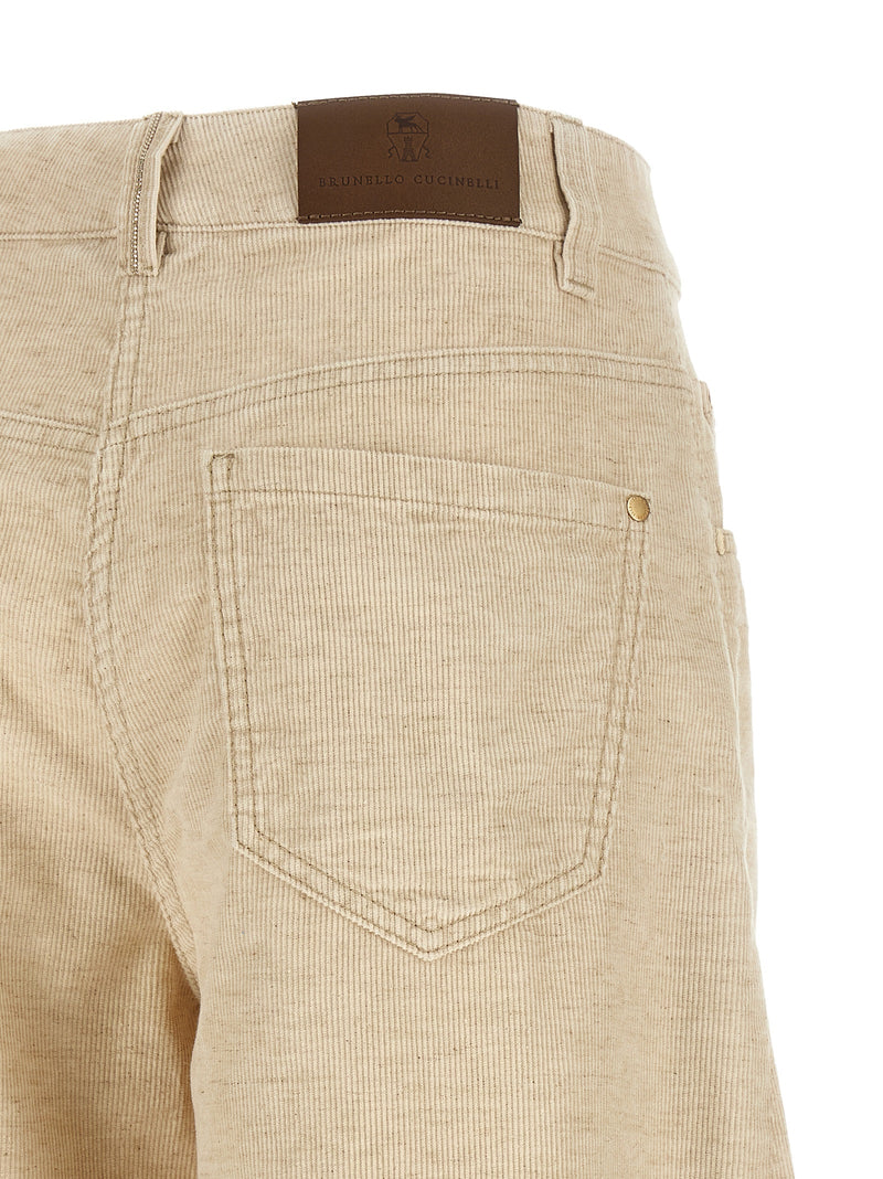 Brunello Cucinelli Beige Cotton Casual Pants