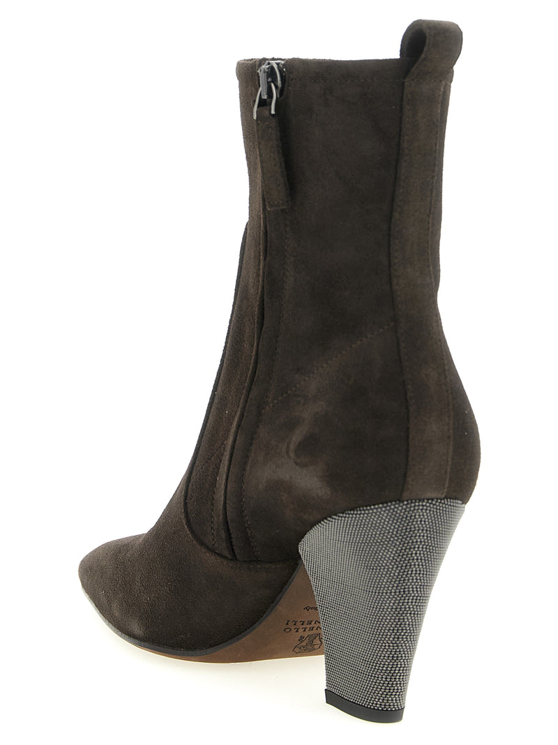 Brunello Cucinelli Brown Calfskin Ankle Boots