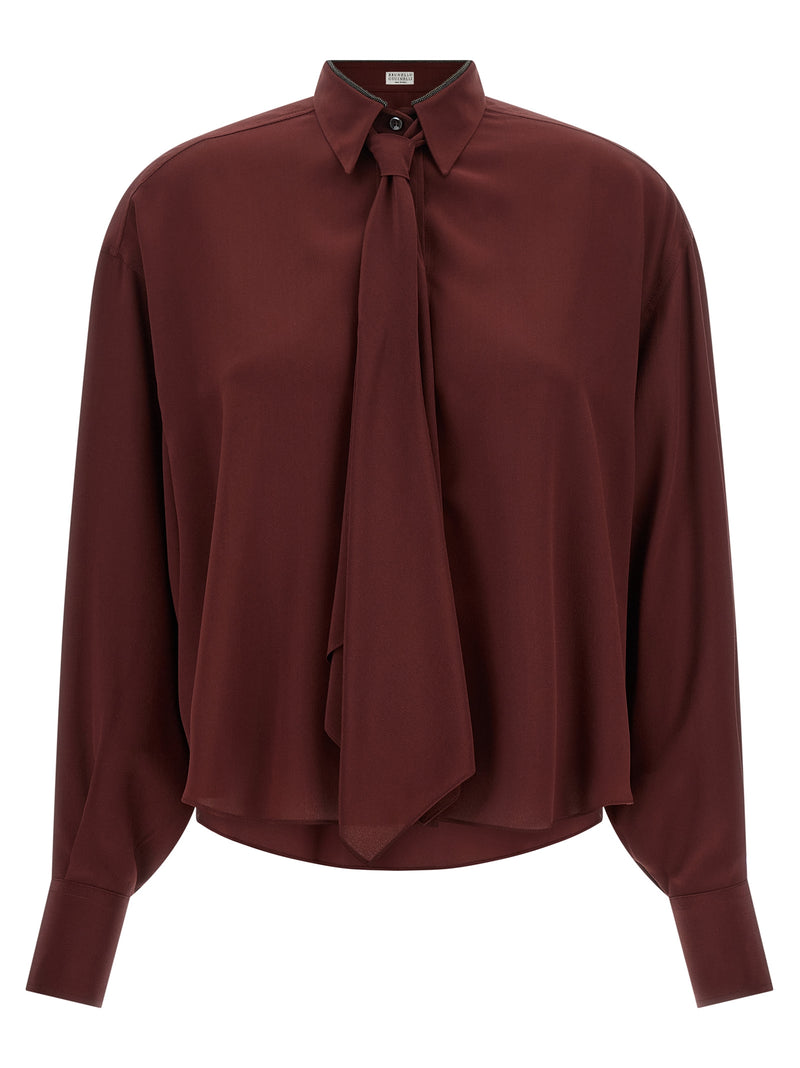 Brunello Cucinelli Bordeaux Silk Blouse
