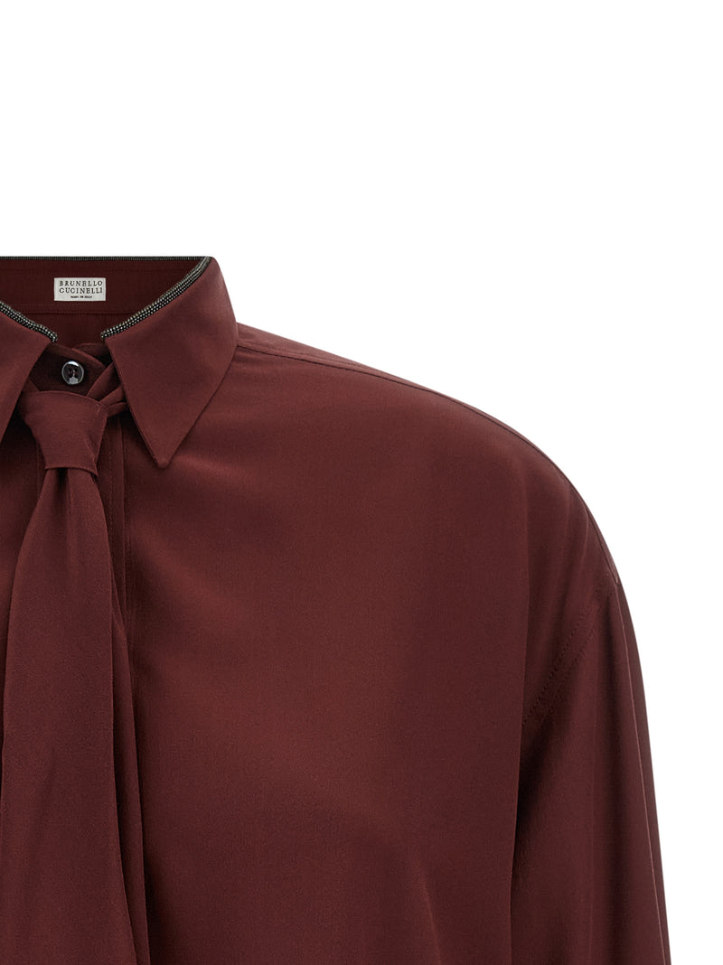 Brunello Cucinelli Bordeaux Silk Blouse