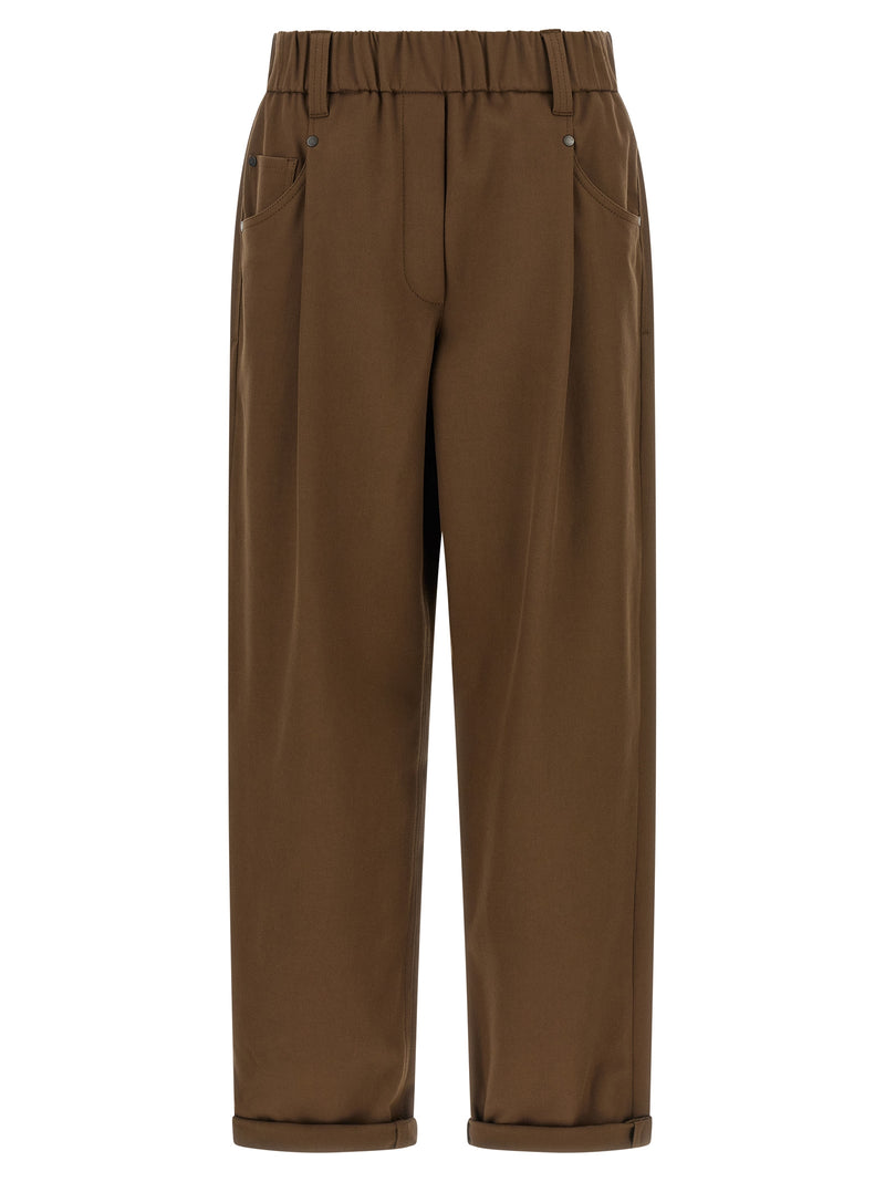 Brunello Cucinelli Brown Cotton Casual Pants