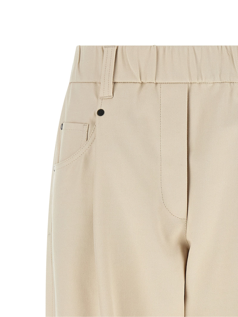 Brunello Cucinelli Beige Cotton Casual Pants