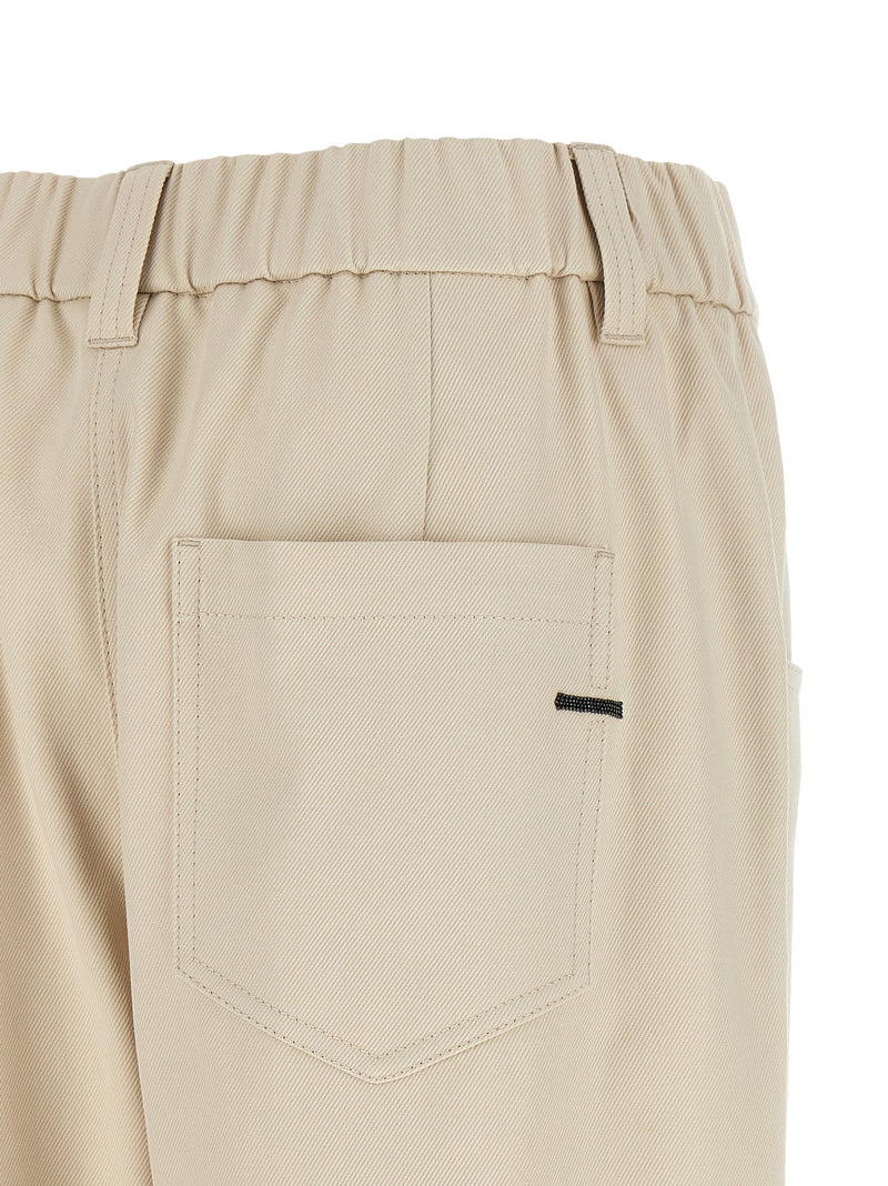 Brunello Cucinelli Beige Cotton Casual Pants