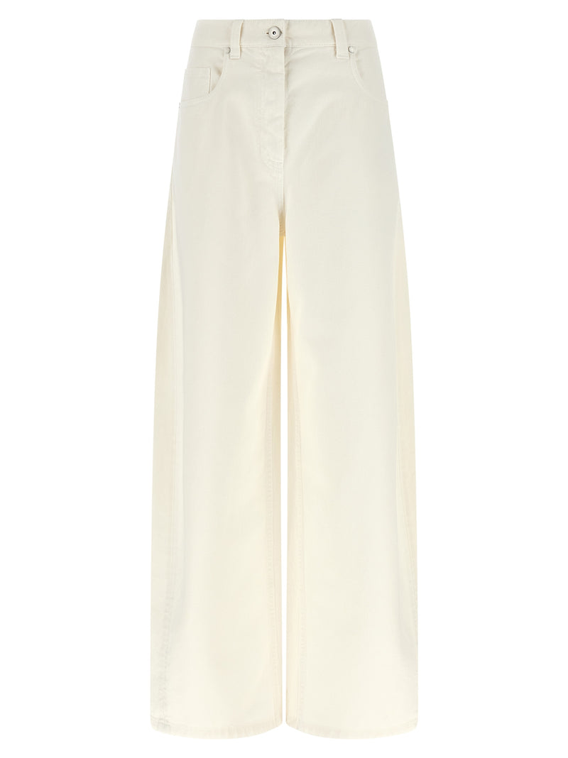 Brunello Cucinelli White Cotton Relaxed Fit Jeans