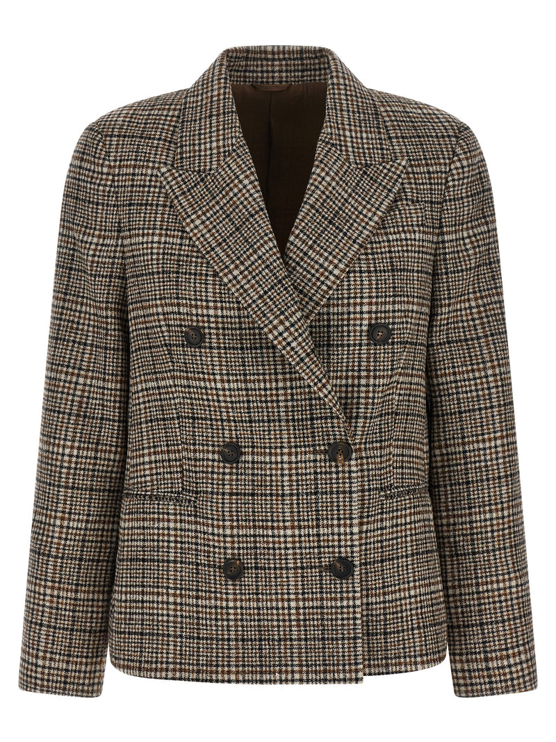 Brunello Cucinelli Beige Alpaca Leather Blazer