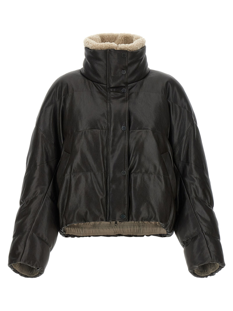 Brunello Cucinelli Brown Lamb Leather Leather Jacket