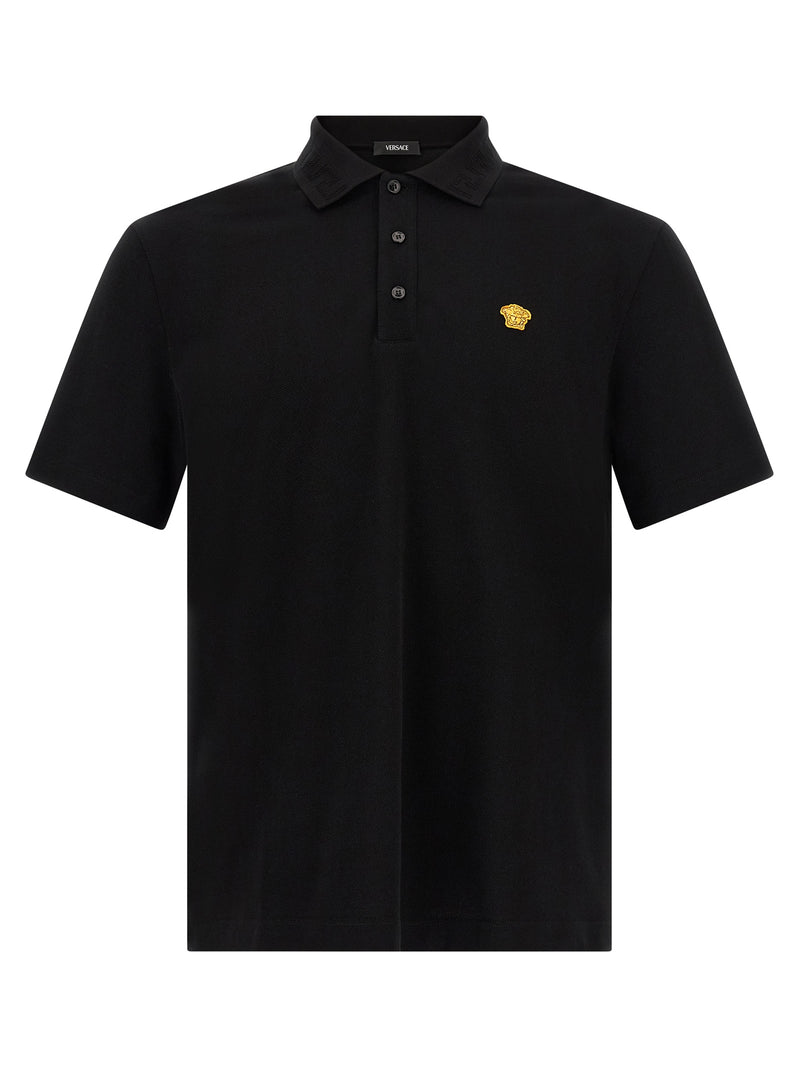 Versace Black Cotton Polo Shirt