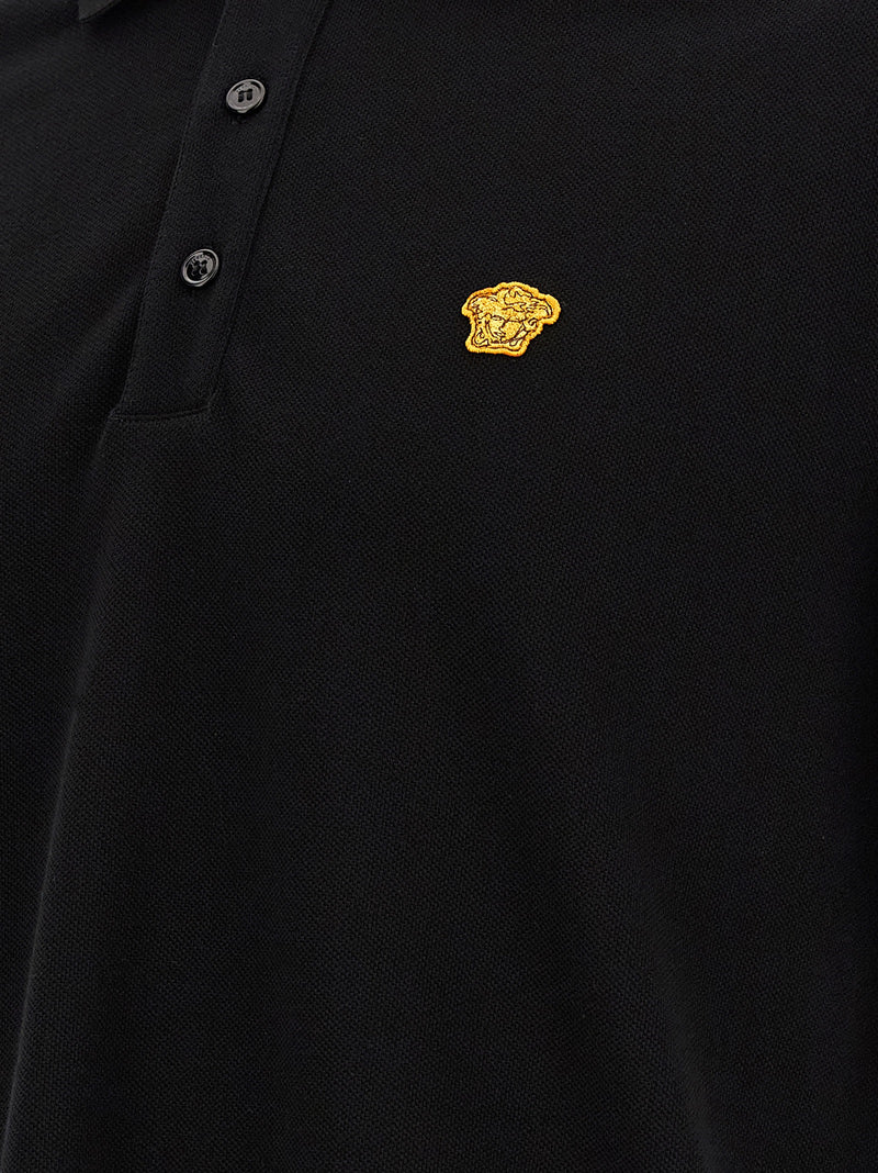 Versace Black Cotton Polo Shirt
