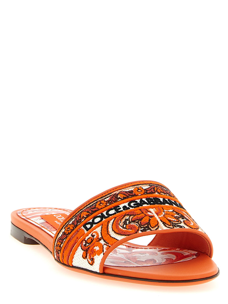 Dolce & Gabbana Orange Cotton Slides