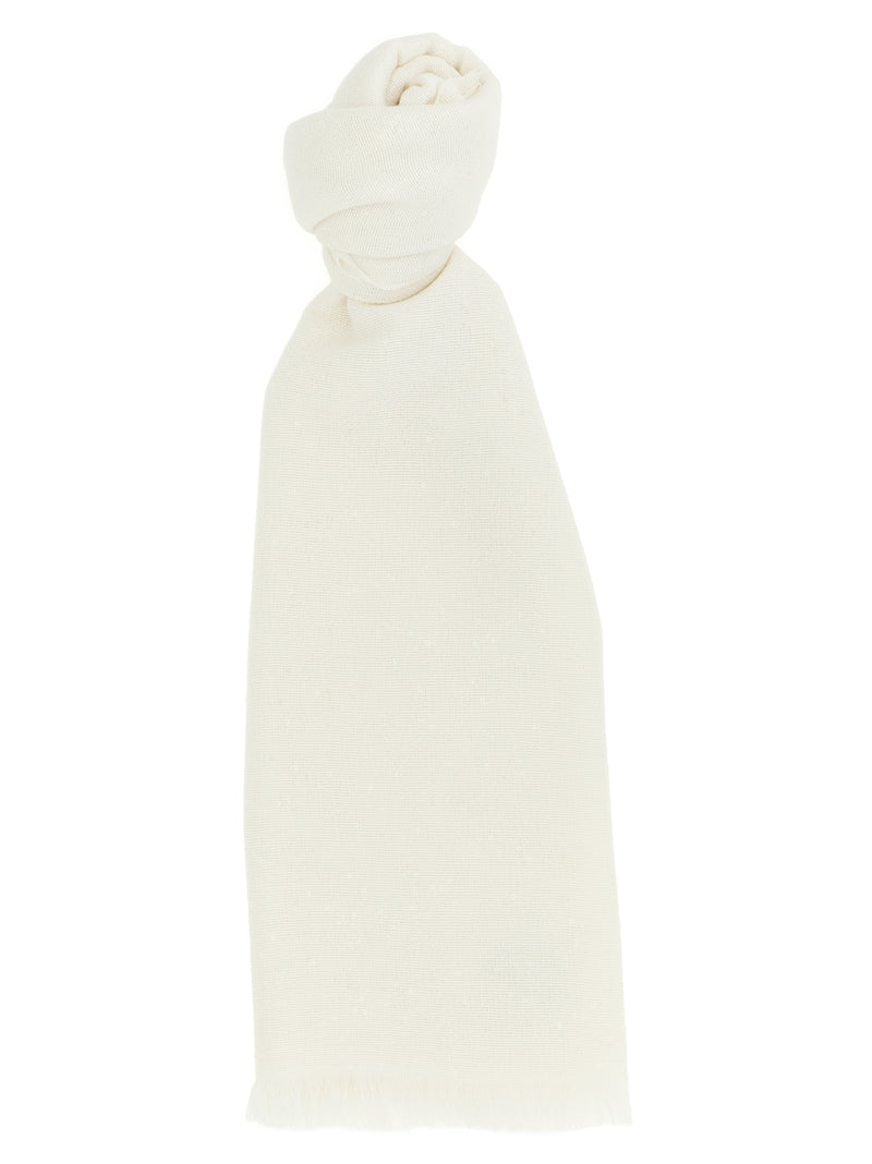 Brunello Cucinelli White Cashmere Scarf