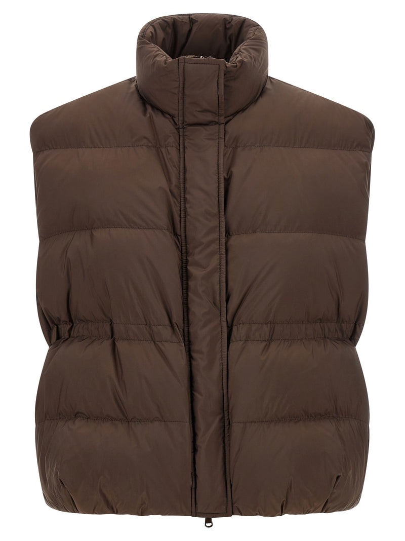 Brunello Cucinelli Brown Polyester Sleeveless Jacket