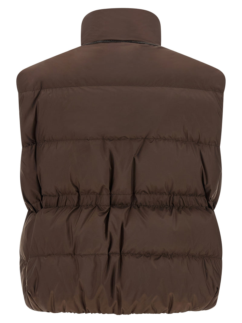 Brunello Cucinelli Brown Polyester Sleeveless Jacket