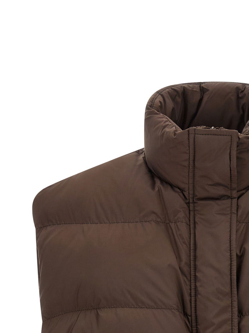 Brunello Cucinelli Brown Polyester Sleeveless Jacket