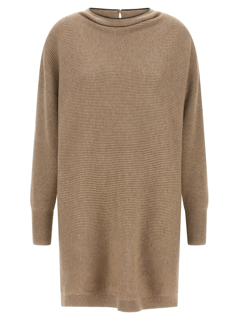 Brunello Cucinelli Beige Virgin Wool Short Dress