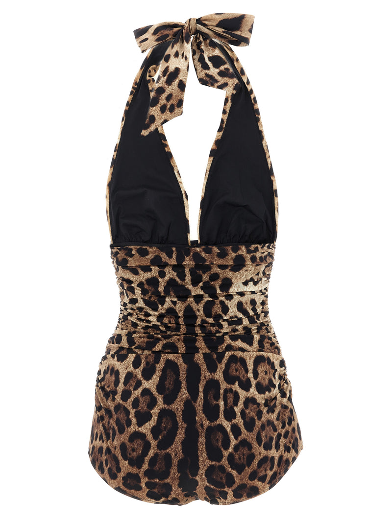 Dolce & Gabbana Brown Polyamide One-Piece Swimsuit