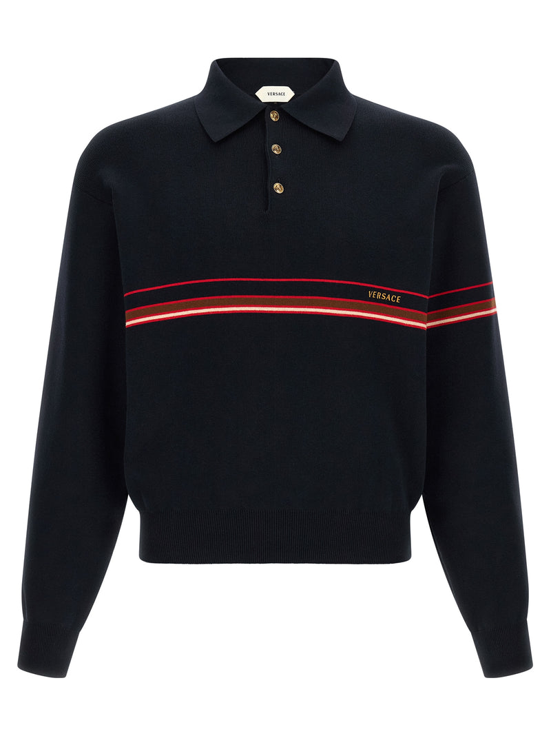 Versace Blue Cotton Polo Shirt