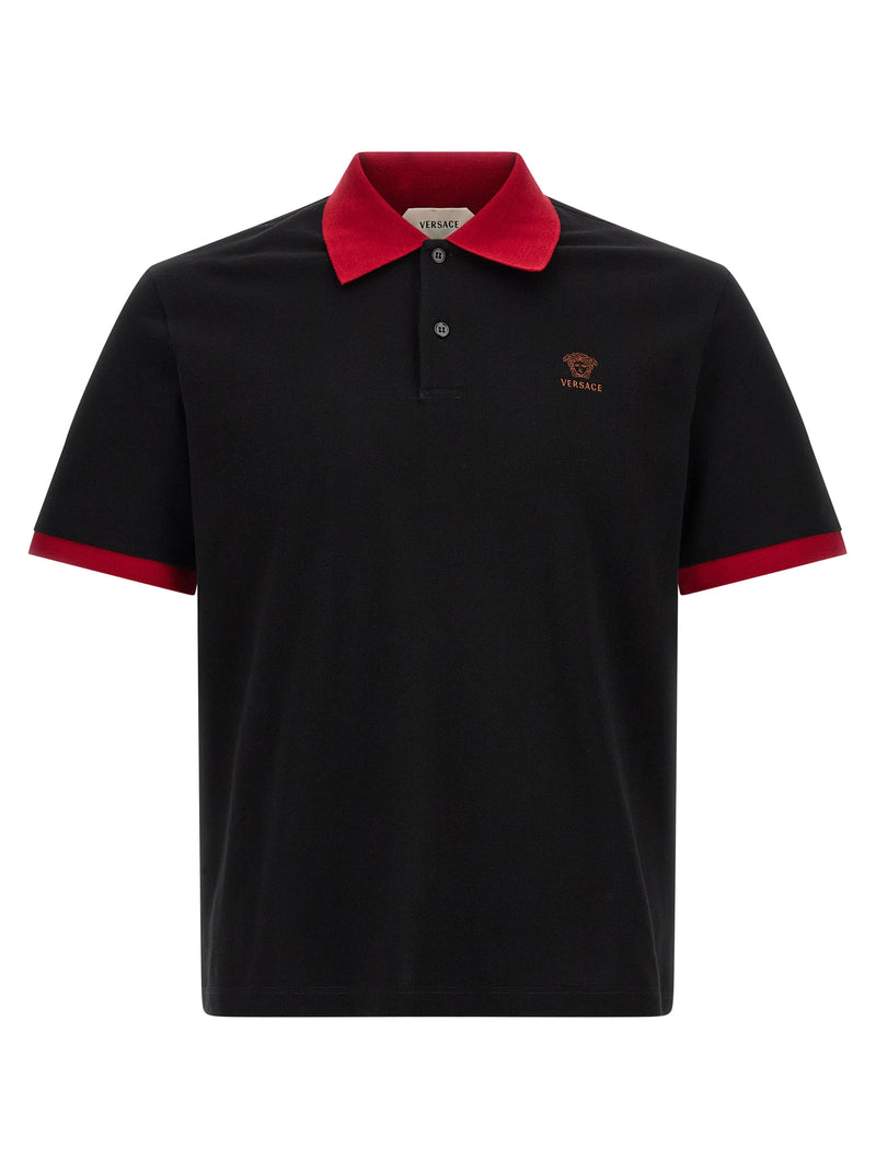 Versace Black Cotton Polo Shirt
