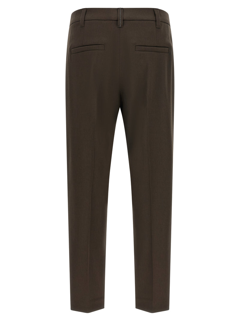 Brunello Cucinelli Brown Virgin Wool Dress Pants