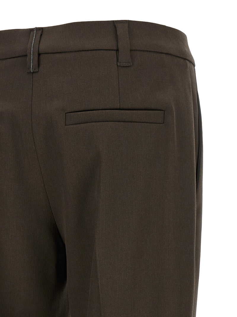 Brunello Cucinelli Brown Virgin Wool Dress Pants