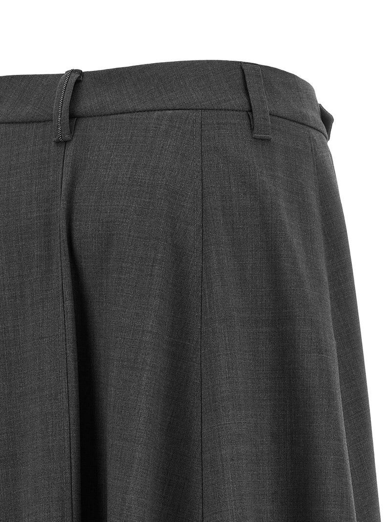 Brunello Cucinelli Gray Virgin Wool Midi Skirt
