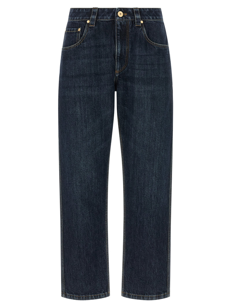 Brunello Cucinelli Blue Cotton Straight-Leg Jeans