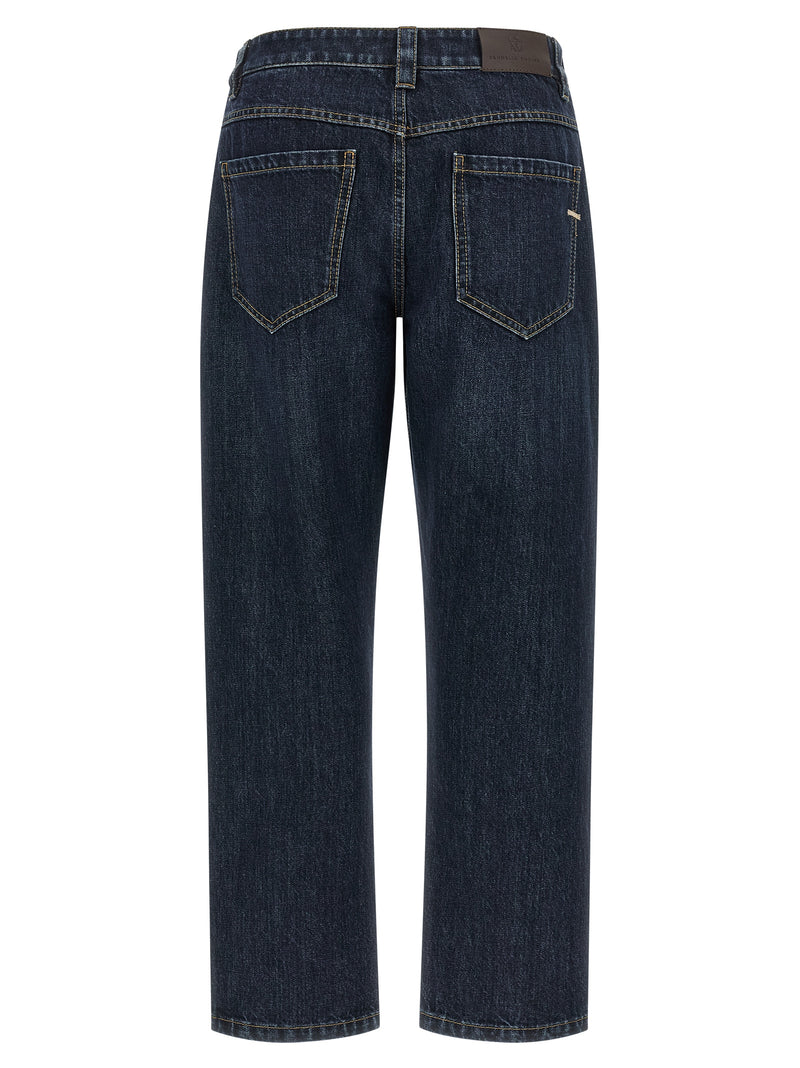 Brunello Cucinelli Blue Cotton Straight-Leg Jeans