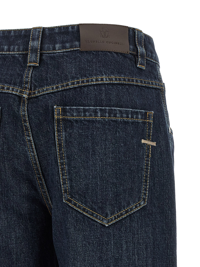 Brunello Cucinelli Blue Cotton Straight-Leg Jeans