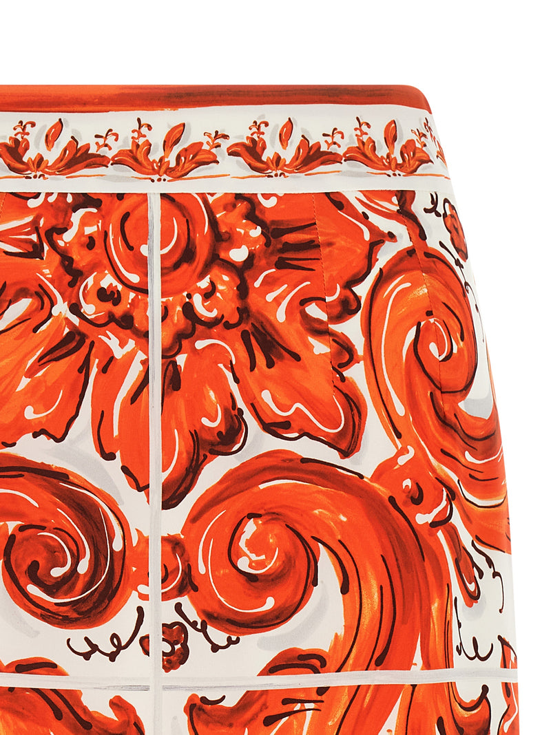 Dolce & Gabbana Orange Silk Midi Skirt