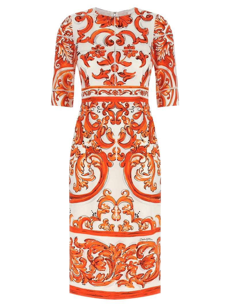 Dolce & Gabbana Orange Silk Midi Dress