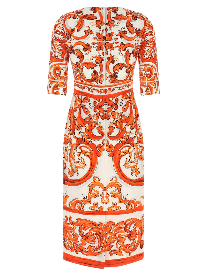 Dolce & Gabbana Orange Silk Midi Dress