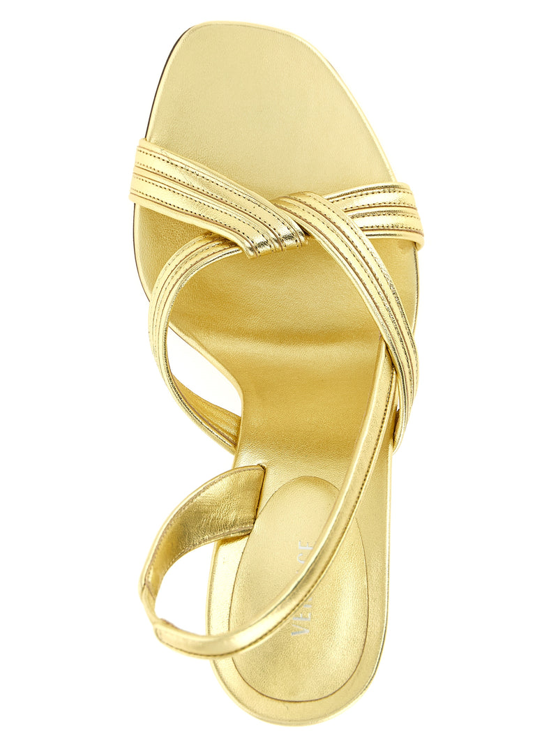 Versace Gold Lamb Leather Stiletto Heel Sandals
